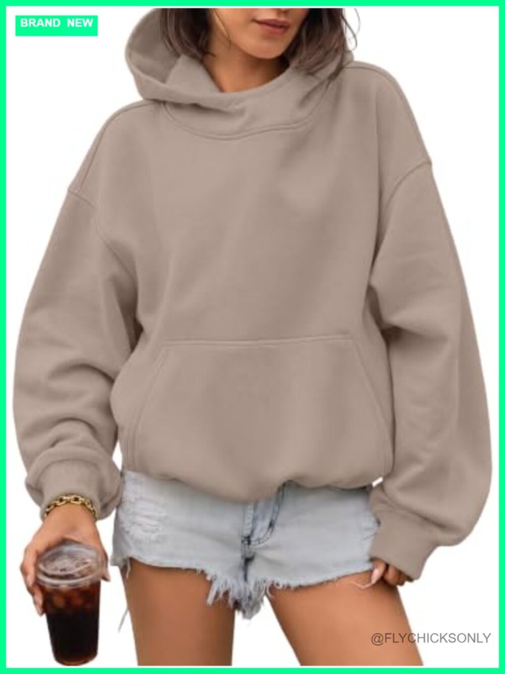 Oversized Mock Neck Hoodie Kangaroo Pocket Pullover Sweatshirt